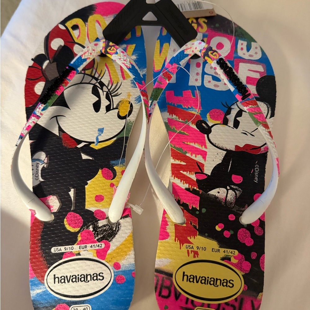 Havaianas Top Slim Disney Flip Flops/Minnie & Mickey. New with tags - Picture 10 of 11
